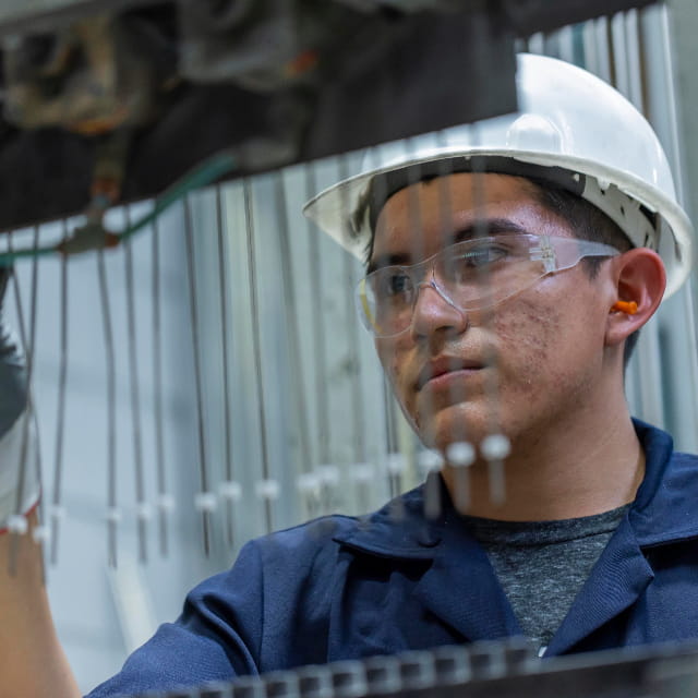 Engineer looking at element fill towers