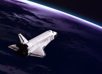 Space Shuttle with earth in view