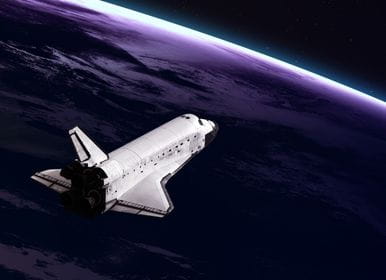 Space Shuttle with earth in view