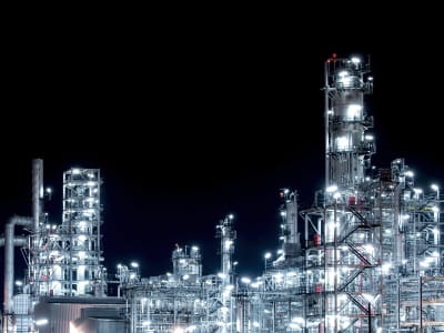 Oil refinery night sky