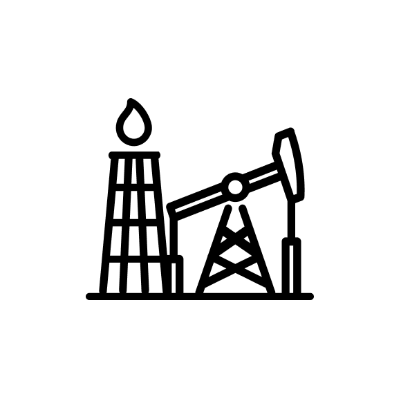 Black Gas and Oil Processing Icons