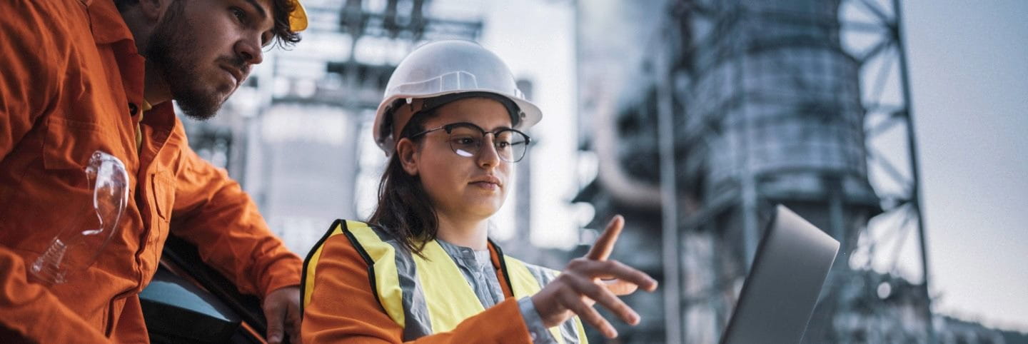 Engineers on site at chemical plant