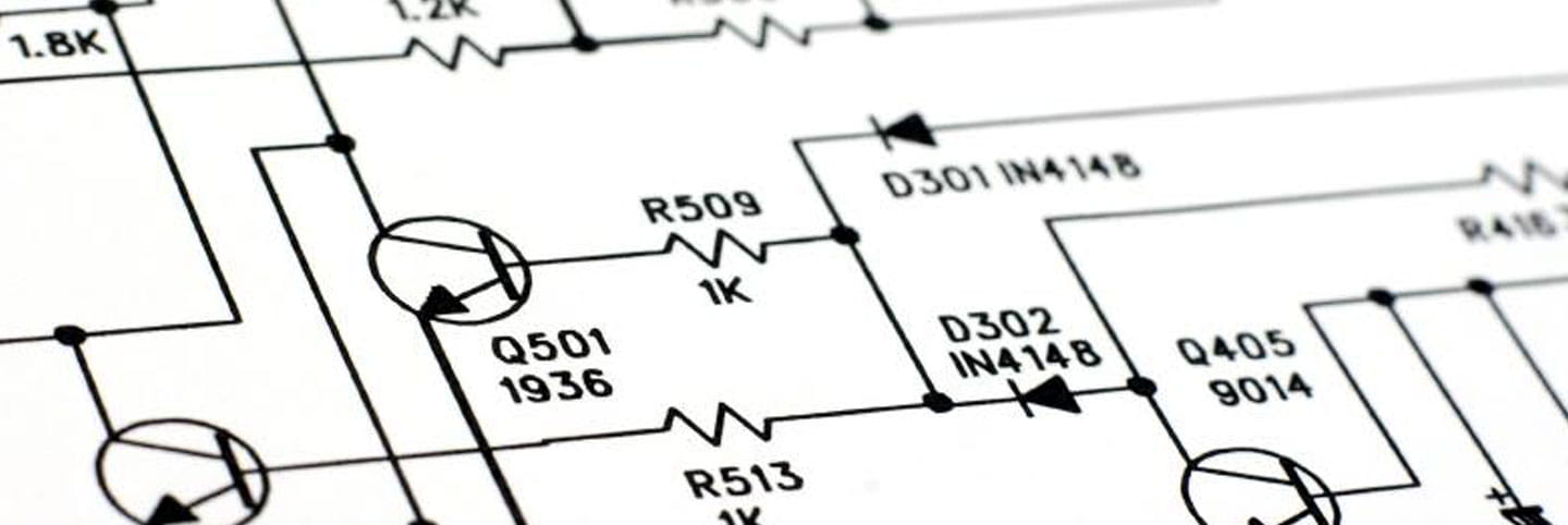 Close-up on an electrical design schematic drawing